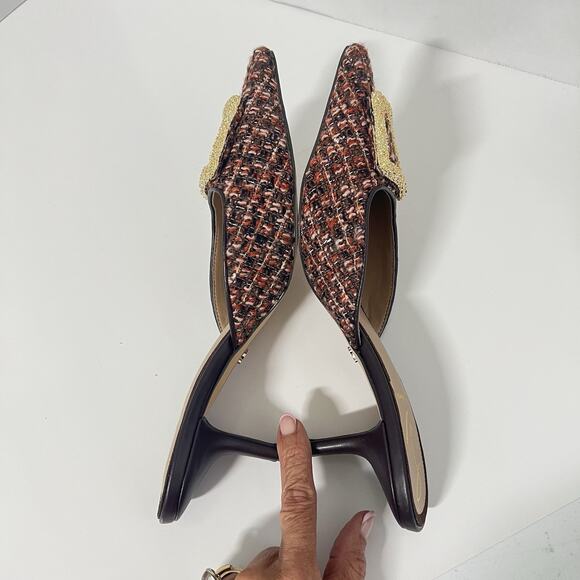 Sam Edelman Brit Kitten Heel Slip On Pointy Toe Pumps 7.5 Multi Tweed Boucle - Picture 7 of 9